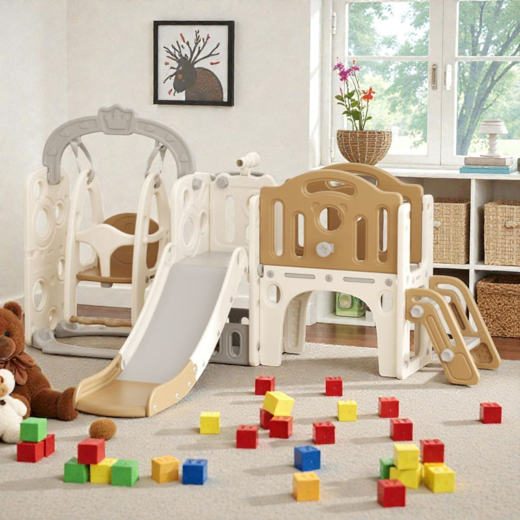Lil' Skelms 9in1 Toddlers Fully Elevated Slide, Swing, Hoop Playset