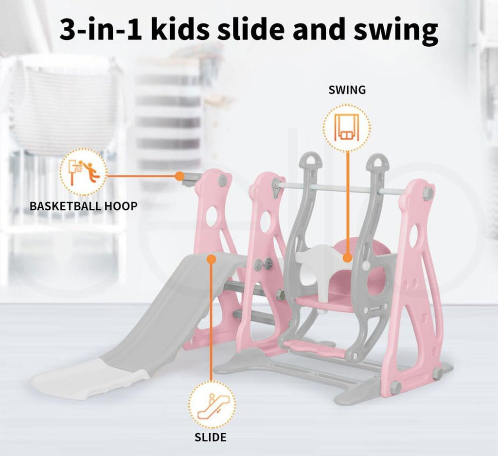Lil' Skelms 3in1 Children's Swing, Slide & Basketball Hoop Play Set