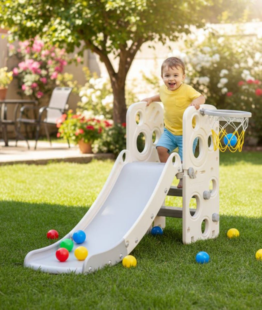 Lil' Skelms 2in1 Toddlers Activity Full Slide With Basketball Hoop