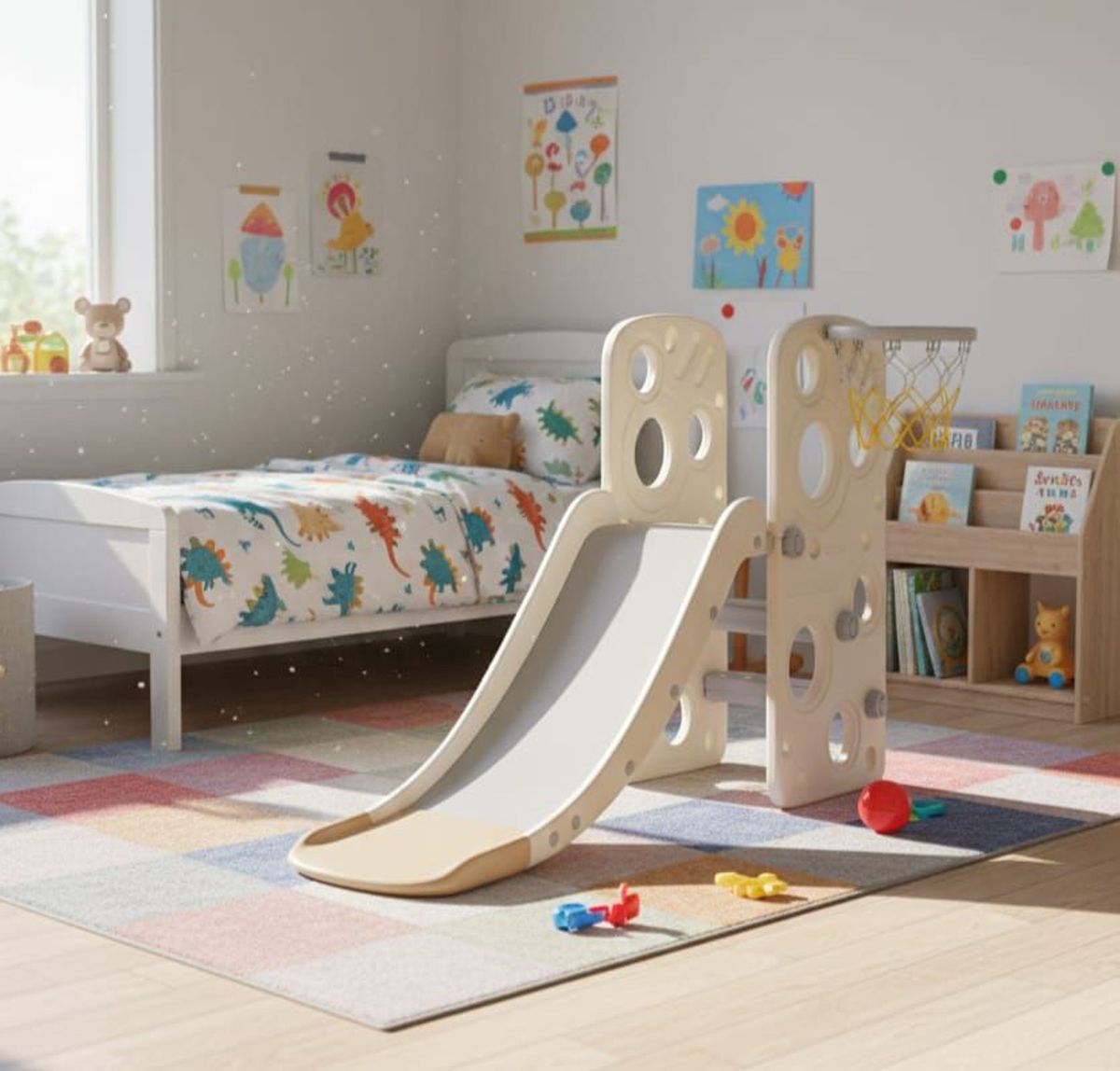 Lil' Skelms Toddlers 2-in-1 Freestanding Slide & Basketball Hoop