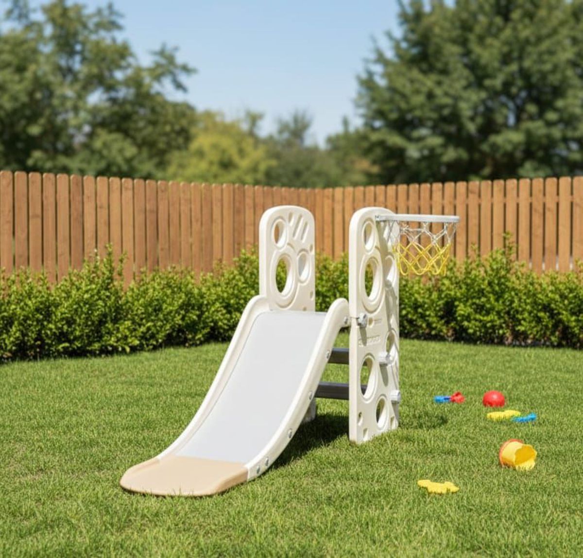 Lil' Skelms Toddlers 2-in-1 Freestanding Slide & Basketball Hoop