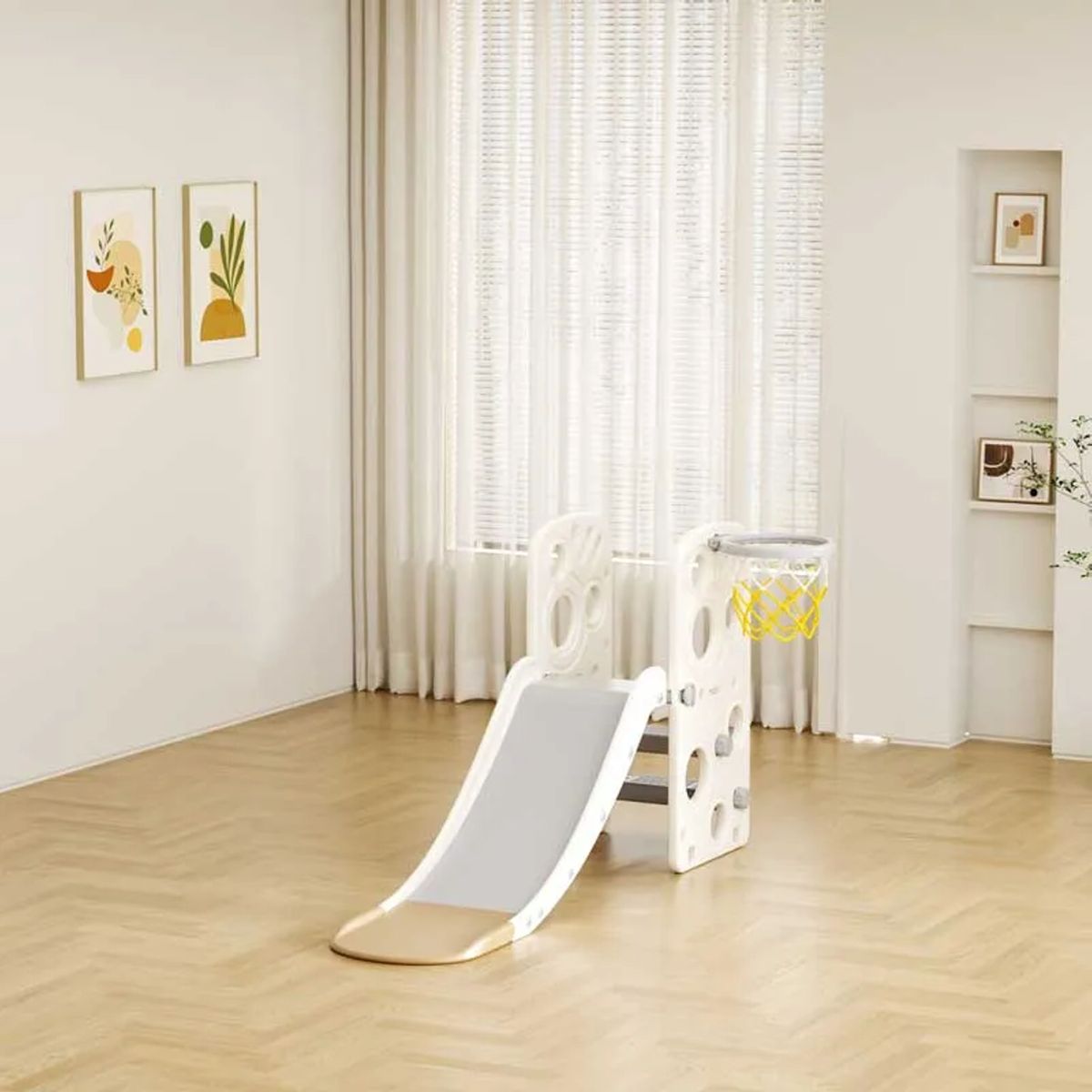 Lil' Skelms Toddlers 2-in-1 Freestanding Slide & Basketball Hoop