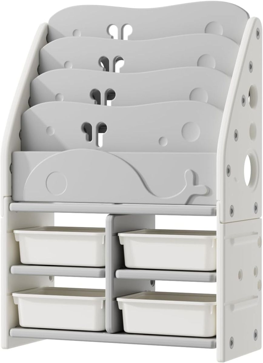 Lil' Skelms 2-in-1 Bookshelf & Toy Storage Organizer, Kids Room Decoration