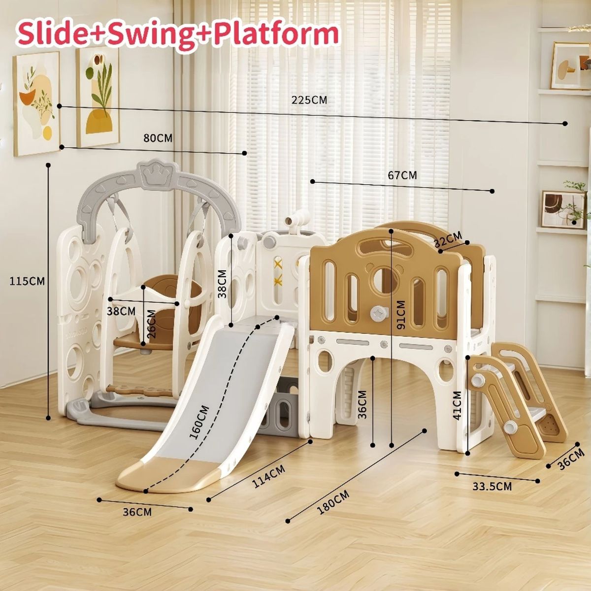 Lil' Skelms 9in1 Toddlers Fully Elevated Slide, Swing, Hoop Playset